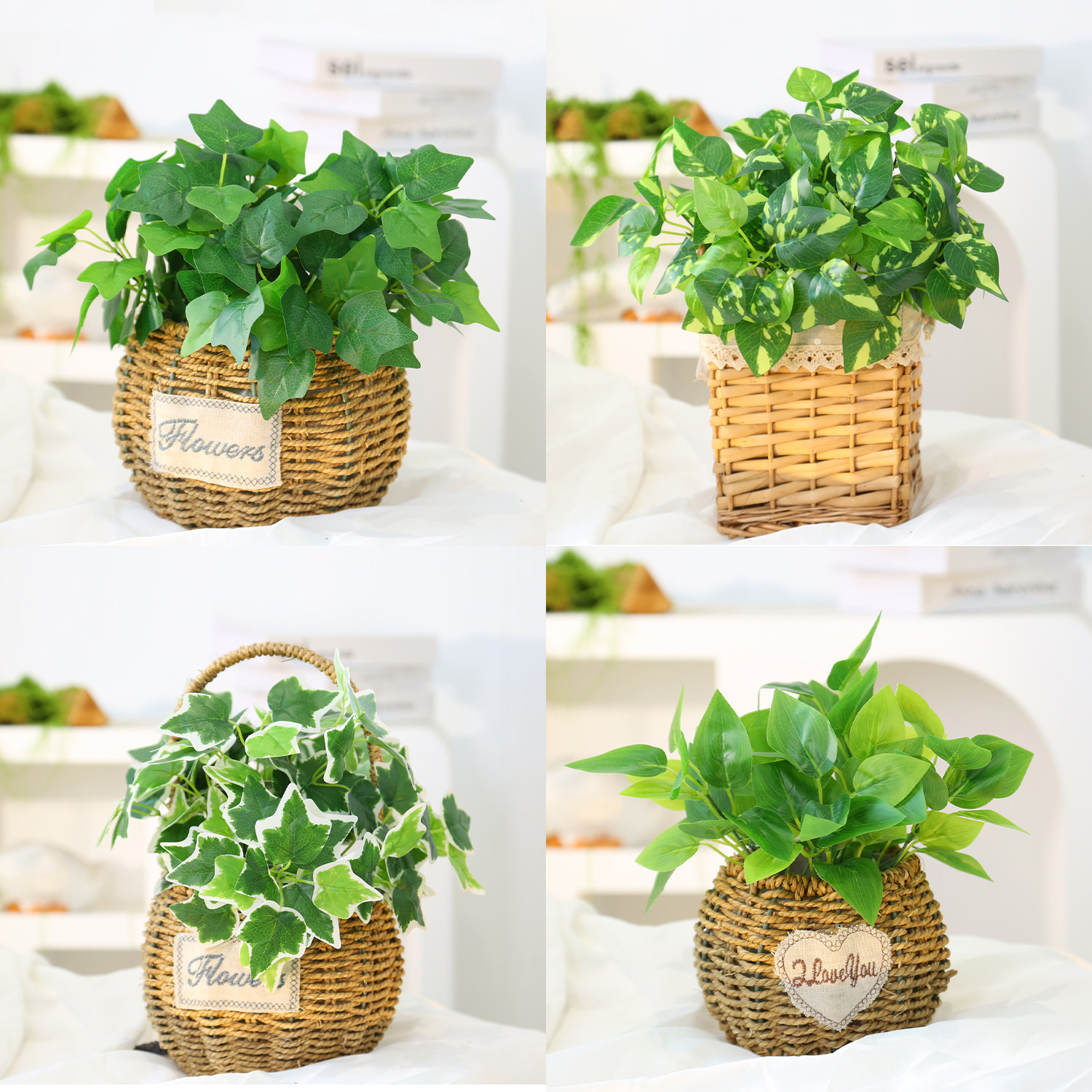 草编藤编柳编创意田园绿萝吊兰花盆花篮花瓶插花壁挂家居装饰