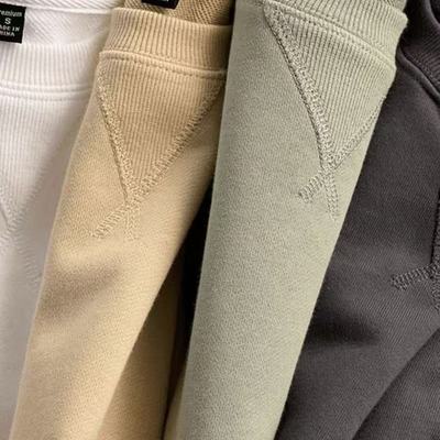 400g重磅套头卫衣男秋季新款宽松厚实长袖t恤纯色日系圆领打底衫