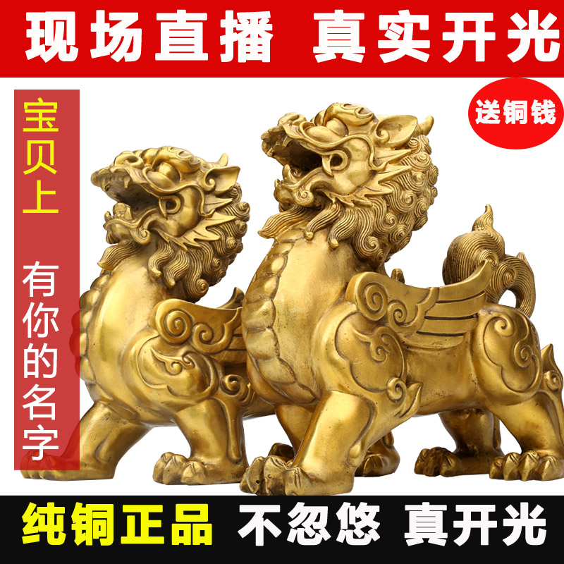 开光纯铜招财貔貅摆件一对大号 办公室新家客厅辟邪镇宅风水摆设