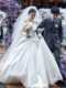 白 高级感可遮面款 头纱新娘主婚纱长款 大拖尾复古结婚当天婚礼仪式