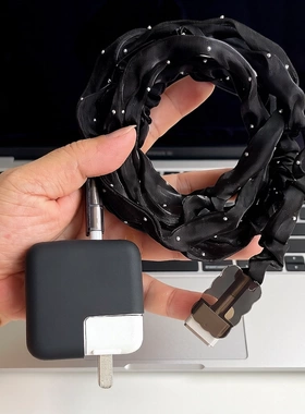 适用苹果MacBook pro M5 70W充电器壳Air网纱数据线保护套免绕线
