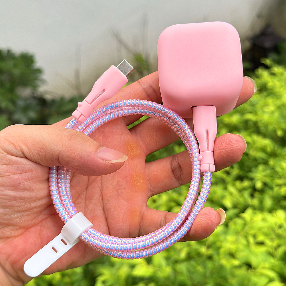 适用苹果40W动态充电器iPhone17 16 15 pro max数据线保护套绕绳
