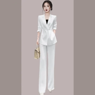 外套高級感輕職業(yè)西服闊腿褲 10今年流行 兩10 西裝 女薄款 夏裝 套裝