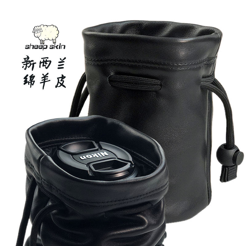 DUSTGO手工定制绵羊皮镜头袋 适用富士微单镜头包 镜头收纳保护套便携镜头筒