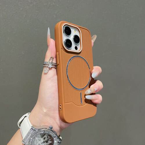 适配苹果17-11肤感全包边抗摔磁吸设计师新款立体瓦楞纹抗指纹情侣款手机壳LE,FF