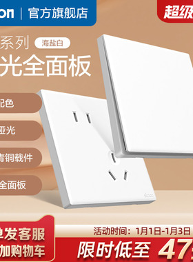西蒙奶油风哑光开关插座面板墙壁一开五孔86型暗装M1海盐白旗舰店
