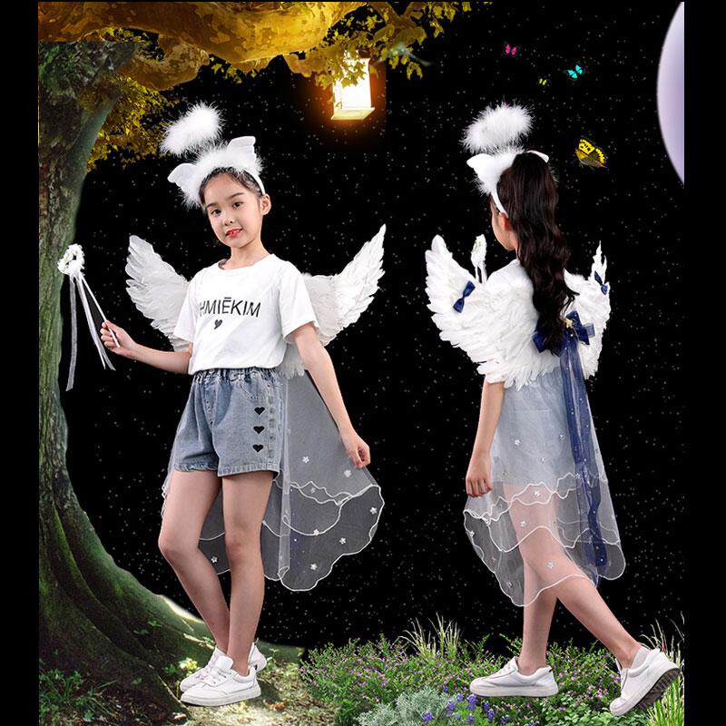 天使羽毛星星纱拖尾发光演出翅膀