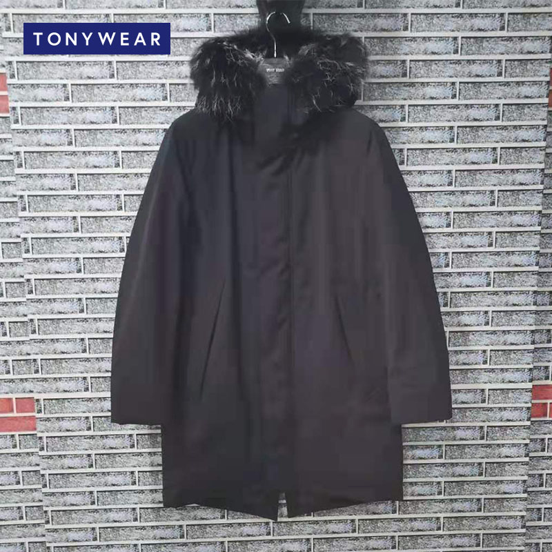 汤尼威尔连帽保暖包邮毛领羽绒服