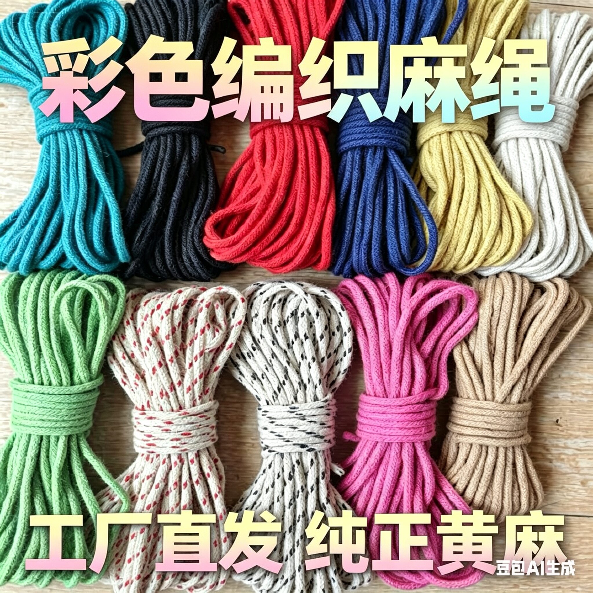 彩色麻绳多股手提袋绳高档礼品盒装饰绳子幼儿园手工编织麻绳厂家