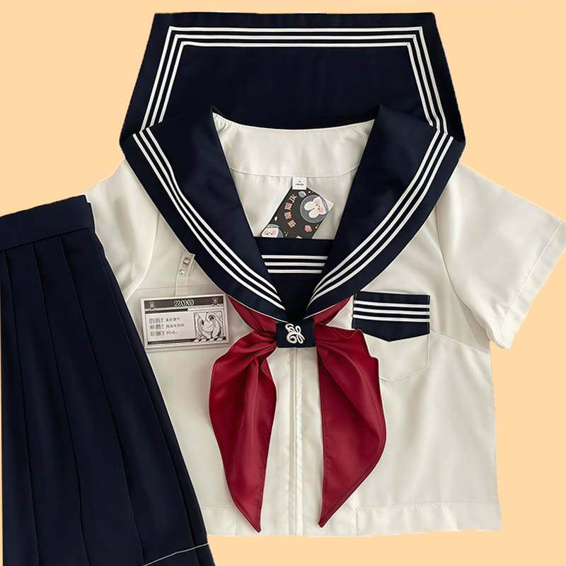 【格瑞斯jk】原创正版水手服制服校供学院风短袖绀色基础款套装女