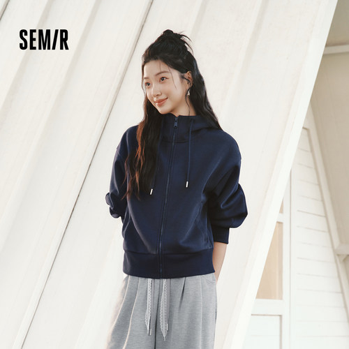 森马时尚弯刀袖灯笼袖连帽外套女
