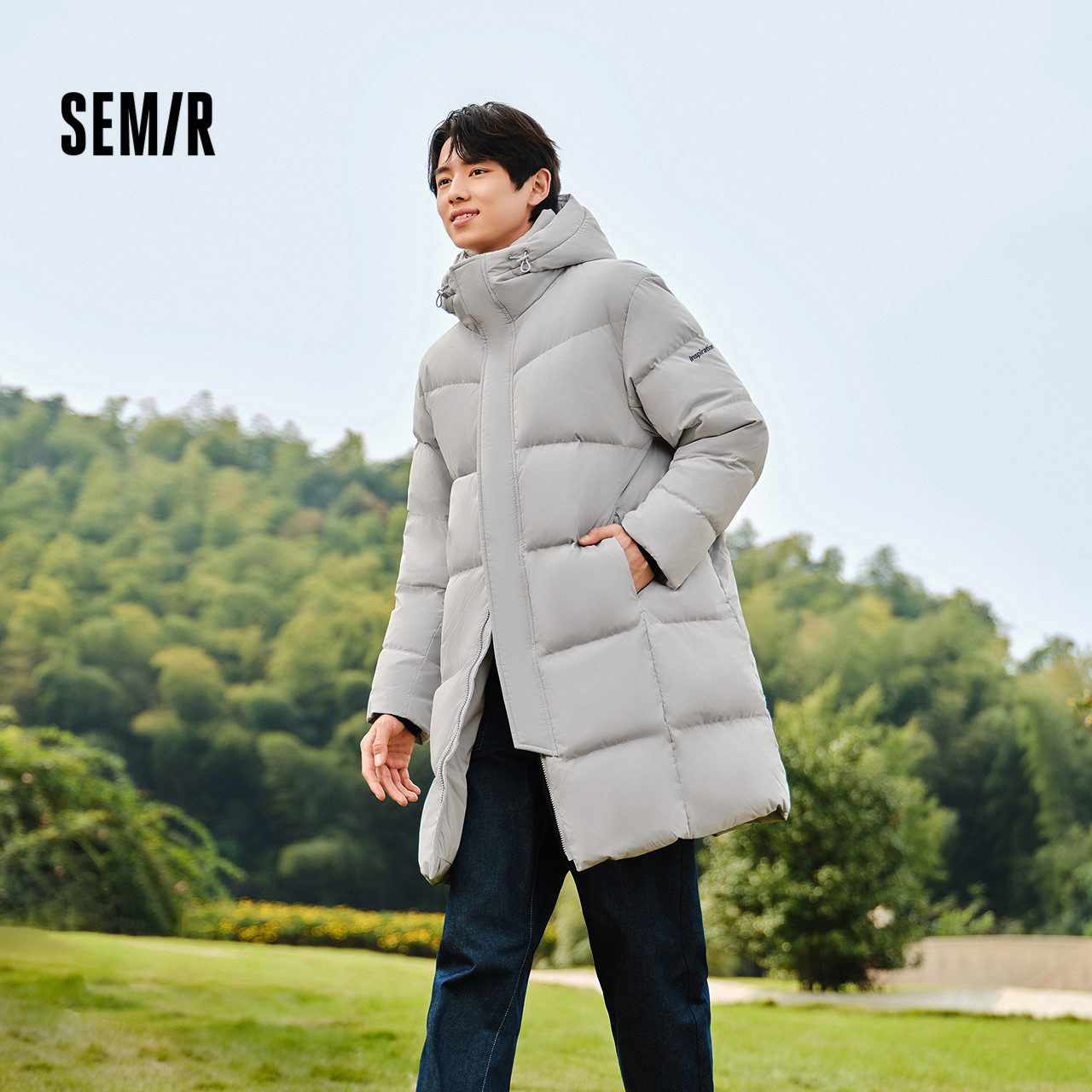 森马羽绒服男防风防水防油防污2024冬季新款长款宽松连帽外套厚款