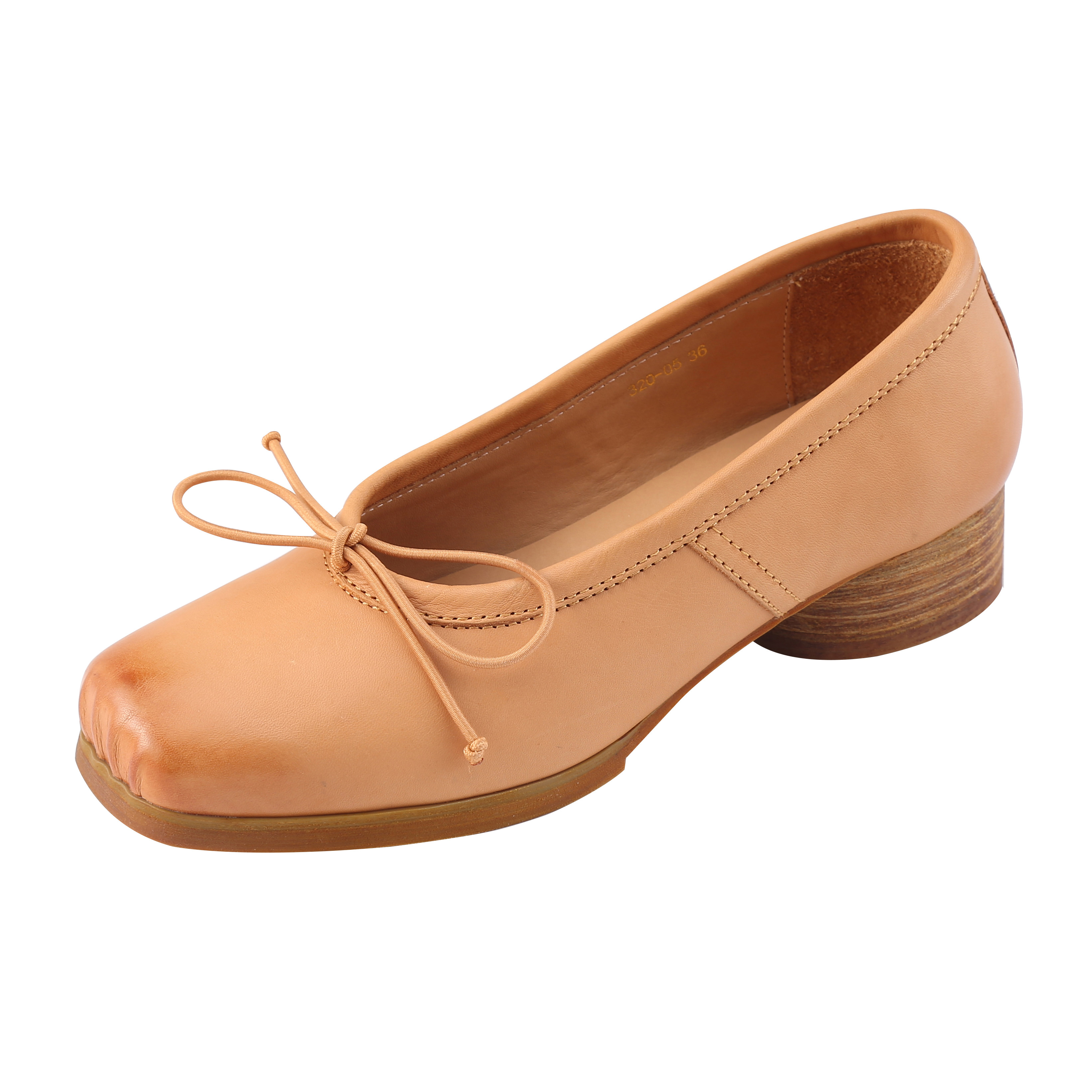 XU XIANSEN HOMEMADE 3CM HANDMADE PIG NOSE BALLET SHOES WOMENS RETRO LACE-UP SQUARE TOE LEATHER THICK HEEL SHOES