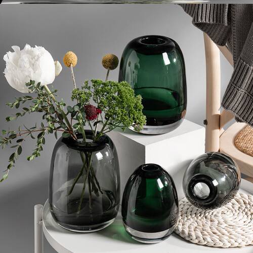 22年最新款玻璃花瓶圆肚大肚子北约简约摆件客厅插花电视柜两边的