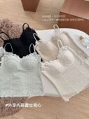 新款 春夏性感蕾丝拼接吊带固定杯透气无痕外穿内搭修身 美背内衣
