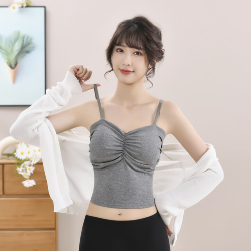 纯棉可调节乳胶垫吊带背心