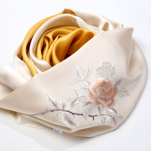 绣艺坊蜀绣真丝围巾手工刺绣披肩