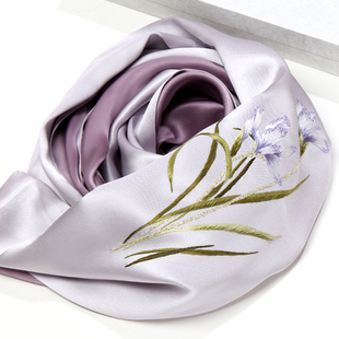 非遗手工刺绣蜀绣真丝围巾送妈妈丝巾中国风特色礼品送老外伴手礼