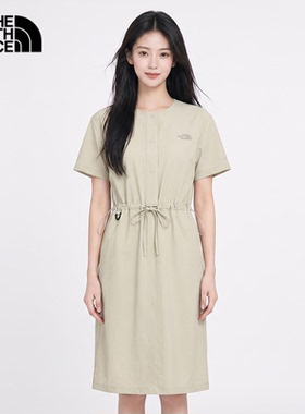 The North Face北面连衣裙女A字廓形短袖及膝山系裙|8G04