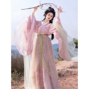 2026正版原创汉服女晋制南北朝大袖襦交领齐腰襦裙小清新印花古装