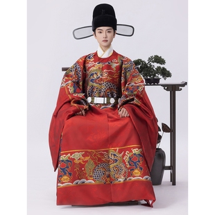 2026原创汉服男明制织金妆花圆领袍套装婚服情侣款国风复原大放量