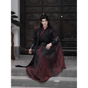 2026原创汉服新款男女同款武侠侠客刺绣黑红酷飒古装日常古风套装