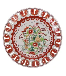 纯手绘斗彩矾红鲤鱼花鸟纹大盘装饰品家居摆件景德镇陶瓷器赏盘