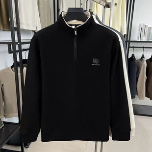 半拉链立领长袖卫衣男秋冬季新款加绒加厚打底衫保暖内搭上衣外套