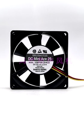 原装三洋 109P0912H433 9025 12V 0.21A 9cm机箱机柜静音散热风扇