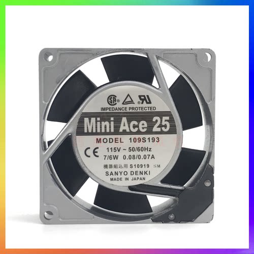 三洋SANYO 109S193 9025 115V 7/6W0.08/0.07A 铝框散热风扇现货
