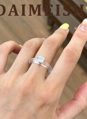 东方美学减龄简约复古清透精致素圈锆石戒指女轻奢小众气质戒子