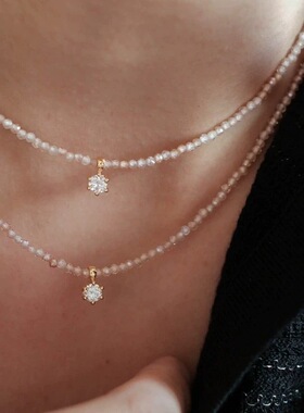 sanswood《歌剧魅影》香槟轻奢精致水晶锆石切面莫桑石纯银项链女