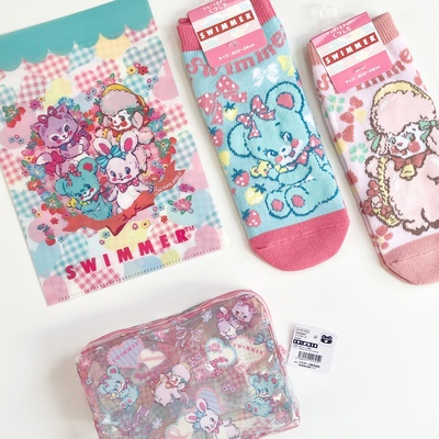 日本正品SWIMMER昭和可爱小动物复古风文件夹笔袋化妆包文具合集