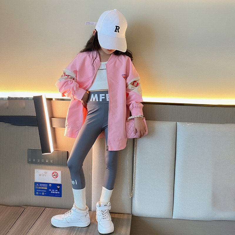 法国春季外套女大童2025春秋新款韩版棒球服宽松衣服中长款夹克衫