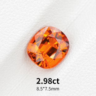 2.98ct天然芬达石裸石戒面汽水色橙色宝石色标级芬达石榴石珠宝