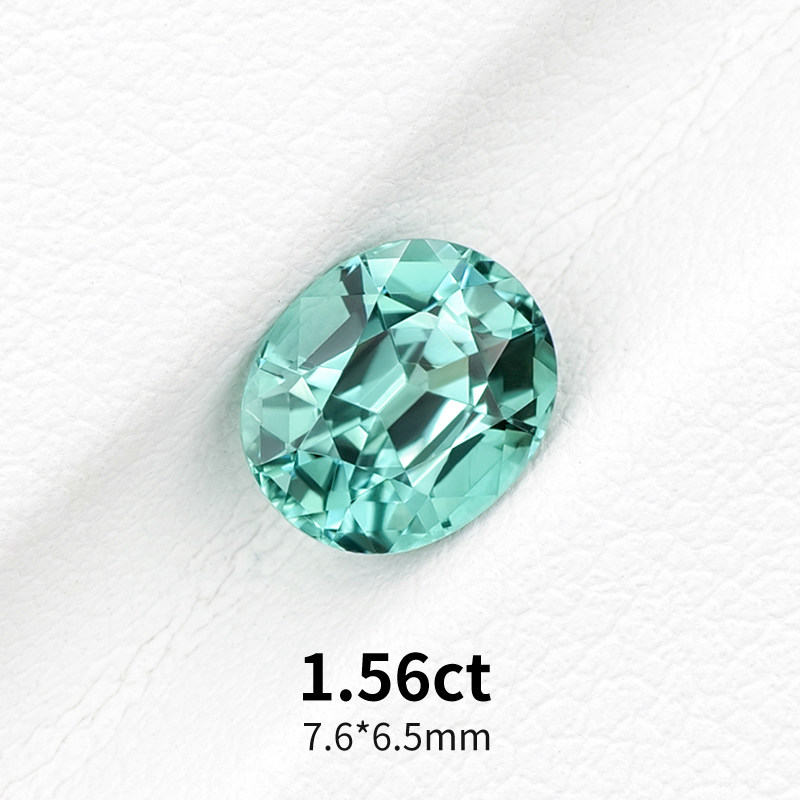 1.56ct阿富汗Tiffanyblue天然蓝碧玺裸石薄荷色精切椭圆戒面宝石