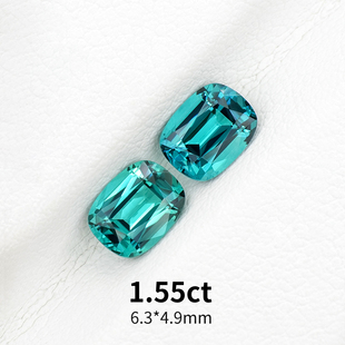 1.55ct配对lagoon碧玺精品天然阿富汗蓝绿碧玺裸石枕形精切彩宝