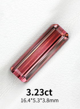 3.23ct天然红碧玺全净精切戒面长条碧玺渐变双色碧玺裸石红色宝石