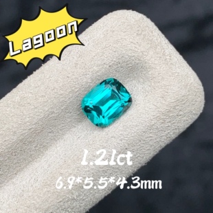1.21ct阿富汗Lagoon碧玺精切枕形天然蓝绿碧玺裸石拉贡湖水蓝宝石