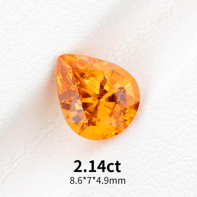 2.14ct梨形精切戒面芬达石天然金橙色芬达石榴石水滴形宝石裸石