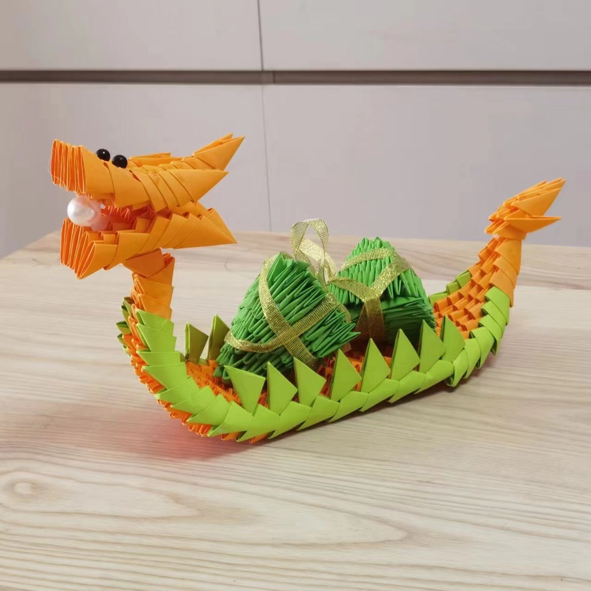 纸缘手工三角插端午节龙舟材料包折纸diy三角纸学校手工团购活动