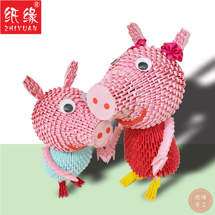 纸缘三角粉红佩奇乔治手工diy