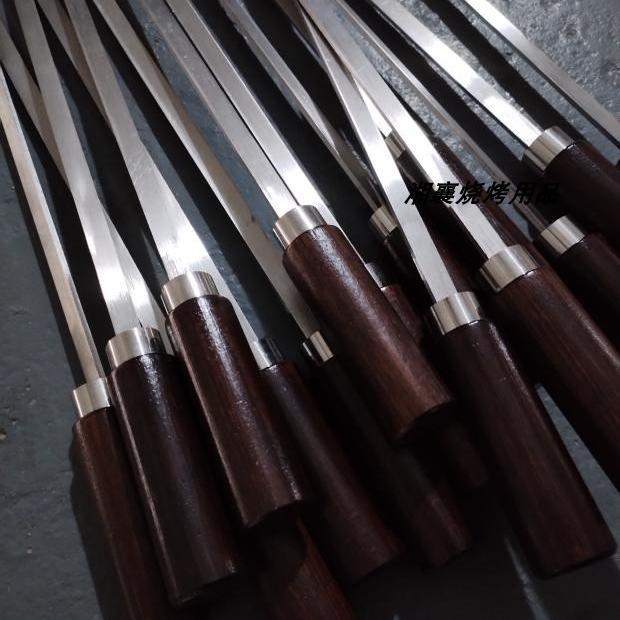 烧烤针大串木柄扁签子304不锈钢