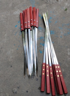 大油边淄博烧烤木柄大签子宽度1公分羊肉大串烤肉签子不锈钢羊排