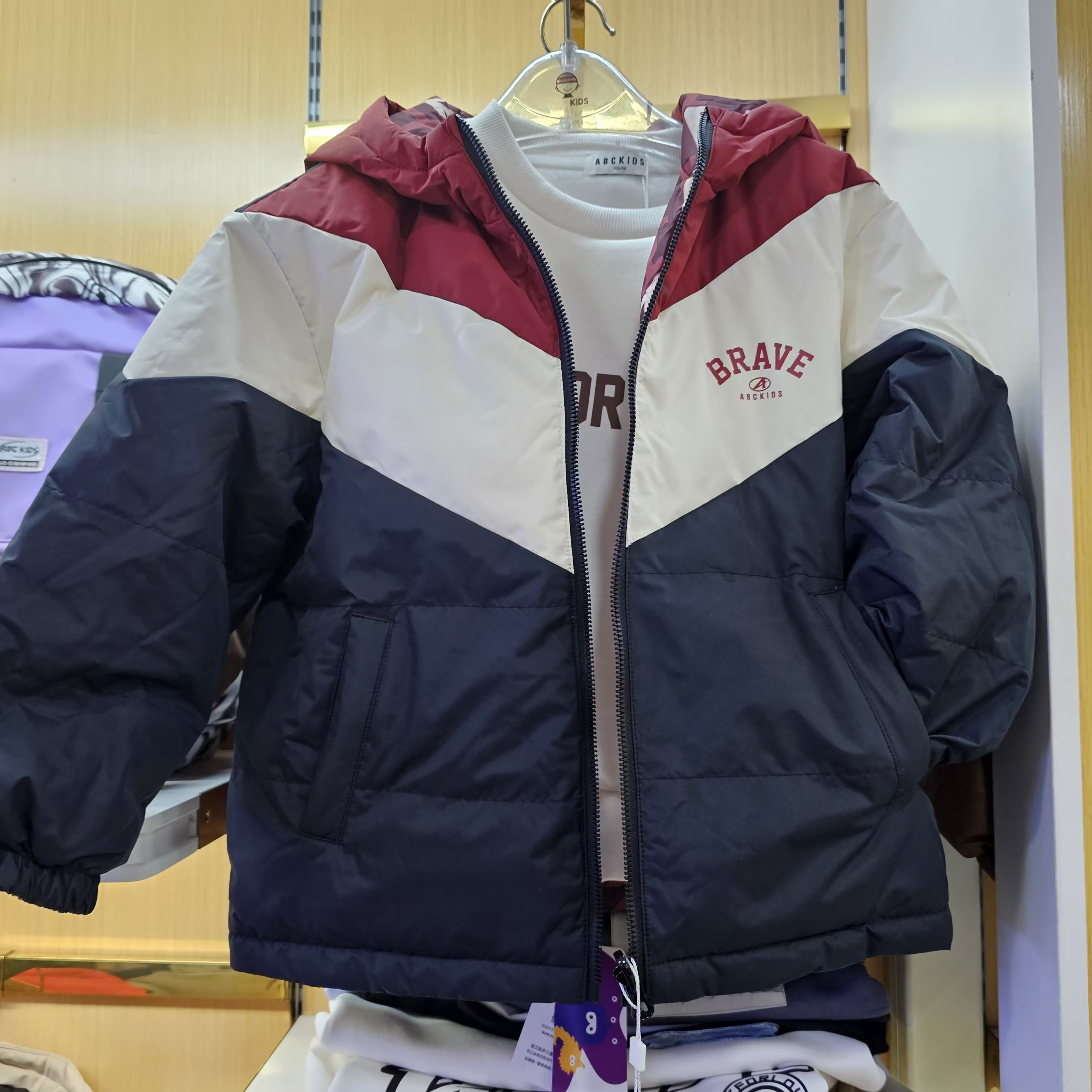 abckids童装2024冬季专柜同款厚保暖时尚双面穿羽绒服F452309012