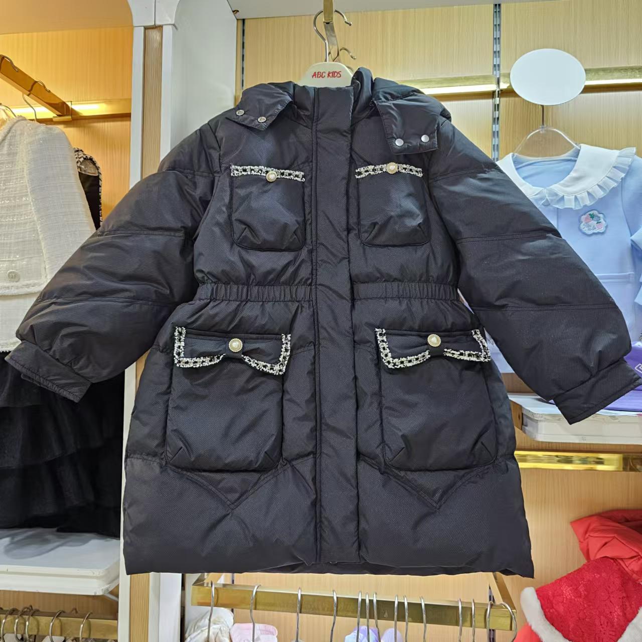 abckids童装2024年冬季女童中长款厚保暖羽绒服外套F451309260