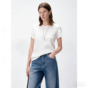 MM麦家高克重 质感正肩骨感挺括短袖T恤女白色26春夏季5H4901871