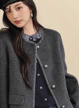 【商场同款】诗家正肩双面呢大衣25冬新款小香风3GA371361