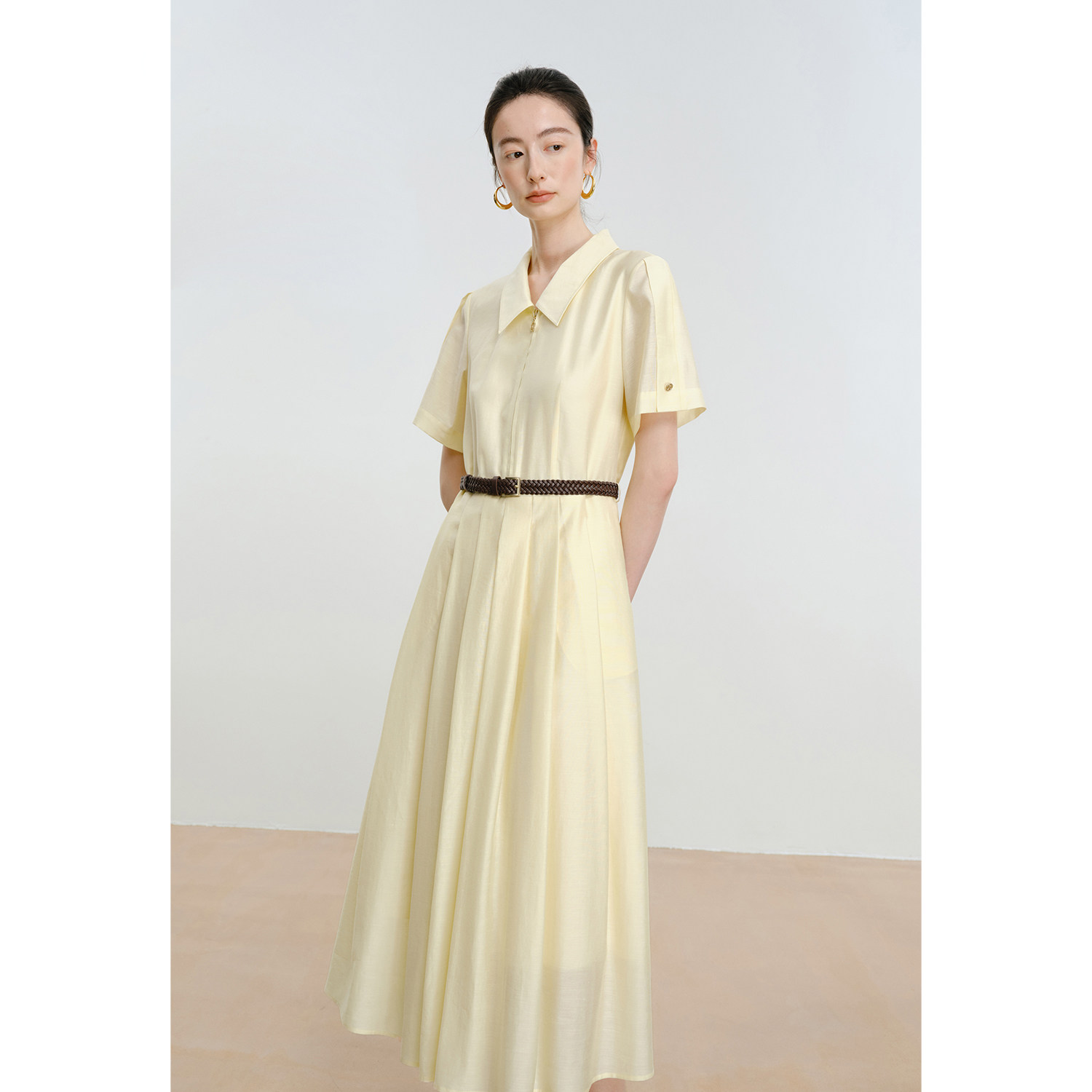 伊家商场同款衬衫连衣裙女26夏新品气质A字裙显白收腰1H5190271