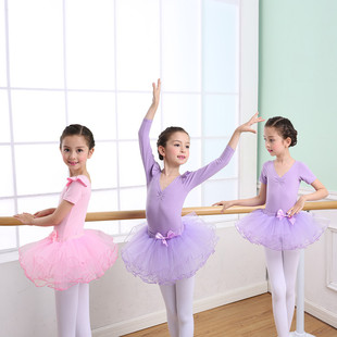 中国舞练功服棉 长袖 春夏季 儿童舞蹈服装 芭蕾舞裙女童短袖 演出服